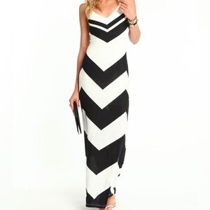 Black and White Chevron Maxi Dress